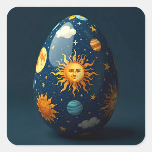 Celestial Easter Egg Square Sticker