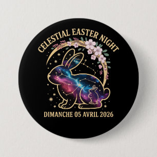 Celestial Easter Night 2026 Galaxy Bunny Constella 7.5 Cm Round Badge