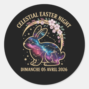 Celestial Easter Night 2026 Galaxy Bunny Constella Classic Round Sticker