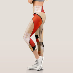 Celestial Elegance: Abstract Exploration in Beige Capri Leggings