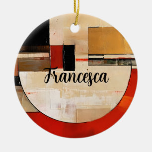 Celestial Elegance: Abstract Exploration in Beige Ceramic Ornament