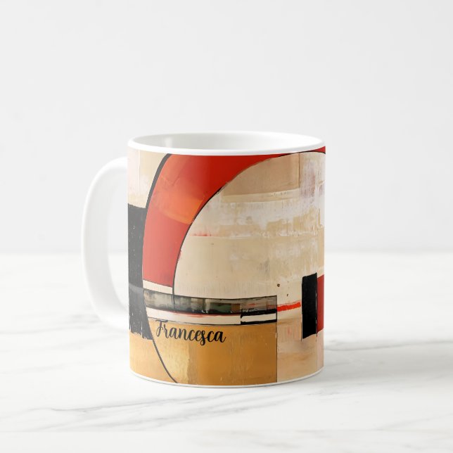 Celestial Elegance: Abstract Exploration in Beige Coffee Mug (Front Left)