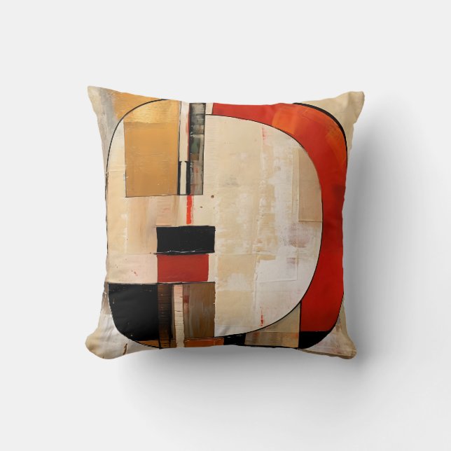 Celestial Elegance: Abstract Exploration in Beige Cushion (Front)