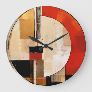 Celestial Elegance: Abstract Exploration in Beige Large Clock
