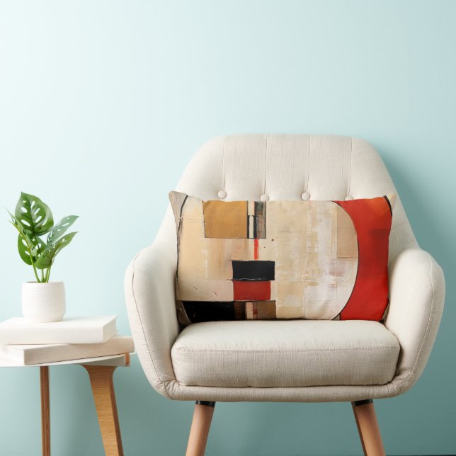 Celestial Elegance: Abstract Exploration in Beige Lumbar Cushion (Chair)