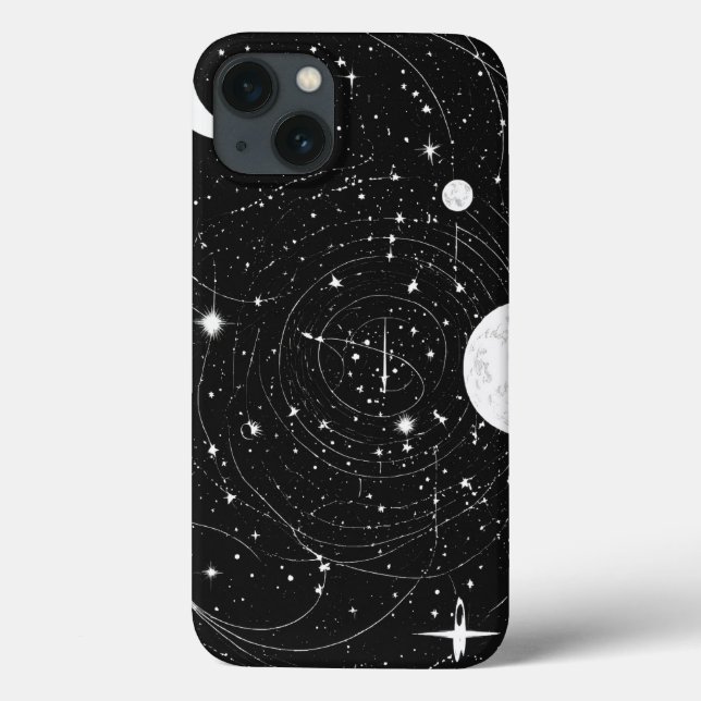 Celestial Elegance: Chand Tare Black Shimmer Ensem Case-Mate iPhone Case (Back)