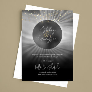 Celestial Elegant Black and Gold Wedding Invitation