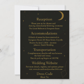 Celestial Elegant Black & Gold Wedding Enclosure Invitation