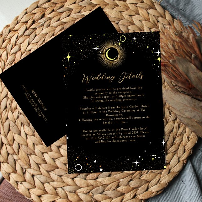 Celestial Elegant Black Wedding  Enclosure Card (Creator Uploaded)