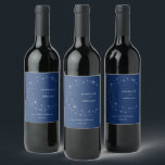 Celestial Elegant Moon Navy Blue Wedding Wine Label<br><div class="desc">Invite your guests to a night of romance and starlight with this celestial elegant moon navy blue wedding wine label from the Celestial Elegant Wedding Collection. Featuring a deep navy blue background adorned with twinkling stars and refined typography, this modern celestial design is perfect for couples who love a minimalist...</div>