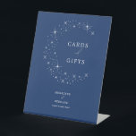 Celestial Elegant Moon Wedding Cards and Gifts Pedestal Sign<br><div class="desc">Invite your guests to a night of romance and starlight with this celestial elegant moon wedding cards and gifts pedestal sign from the Celestial Elegant Wedding Collection. Featuring a deep navy background adorned with twinkling stars and refined typography, this modern celestial design is perfect for couples who love a minimalist...</div>
