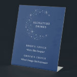 Celestial Elegant Moon Wedding Signature Drinks Pedestal Sign<br><div class="desc">Invite your guests to a night of romance and starlight with this celestial elegant moon wedding signature drinks pedestal sign from the Celestial Elegant Wedding Collection. Featuring a deep navy blue background adorned with twinkling stars and refined typography, this modern celestial design is perfect for couples who love a minimalist...</div>