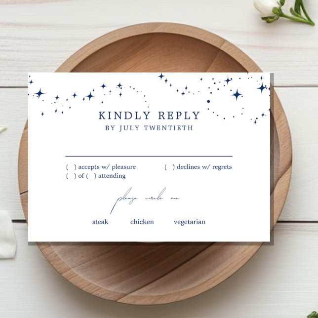 Celestial Elegant Wedding White RSVP Response Card (Creator Uploaded)