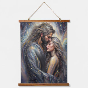 Celestial Embrace Romantic Starry Night Hanging Tapestry