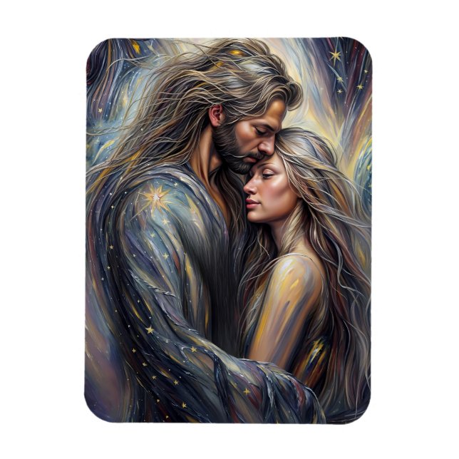 Celestial Embrace Romantic Starry Night Magnet (Vertical)