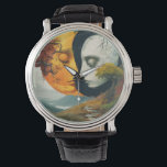 "Celestial Embrace: Sun & Moon Wrist Watch" Watch<br><div class="desc">Adorn your wrist with the eternal dance of the Sun and Moon against a backdrop of the night sky. This wristwatch is not just a timepiece; it's a symbol of cosmic harmony and everlasting love. Let the celestial couple guide you through your day, reminding you of the beauty and balance...</div>