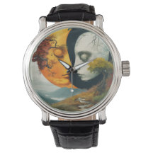 "Celestial Embrace: Sun & Moon Wrist Watch"
