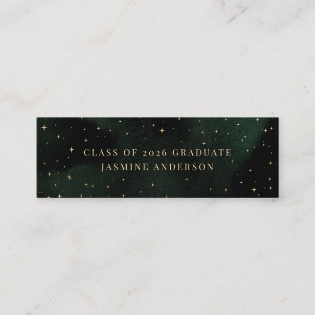 Celestial Emerald Crescent Moon Graduate Card (Front)