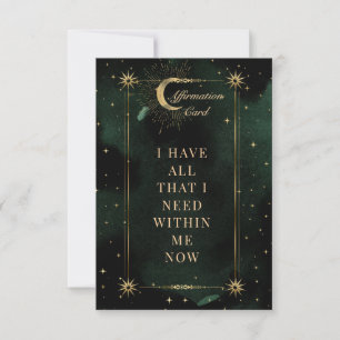 Celestial Emerald Moon Affirmation Card
