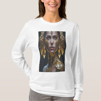 Celestial Empress: A Futuristic Fantasy Portrait T-Shirt