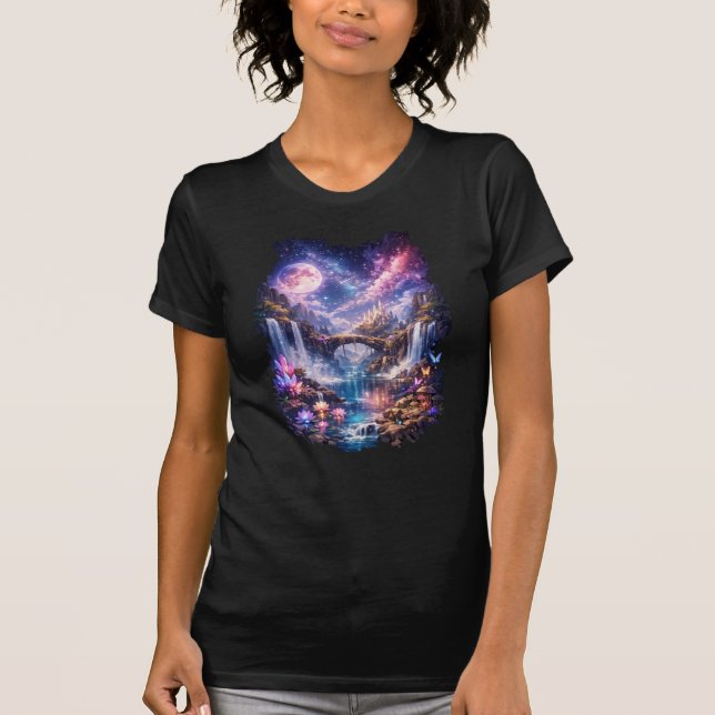 Celestial Enchanted Waterfall Fantasy  T-Shirt (Front)