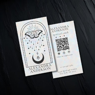 Celestial Esoteric Moth and Moon Holographic Business Card