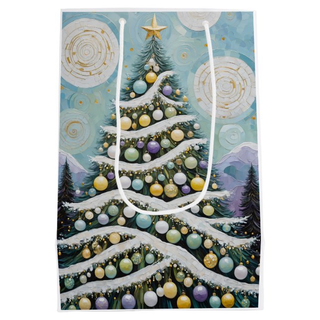 Celestial Evergreens & Golden Orbs Medium Gift Bag (Back)