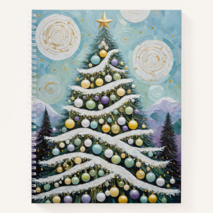 Celestial Evergreens & Golden Orbs Notebook