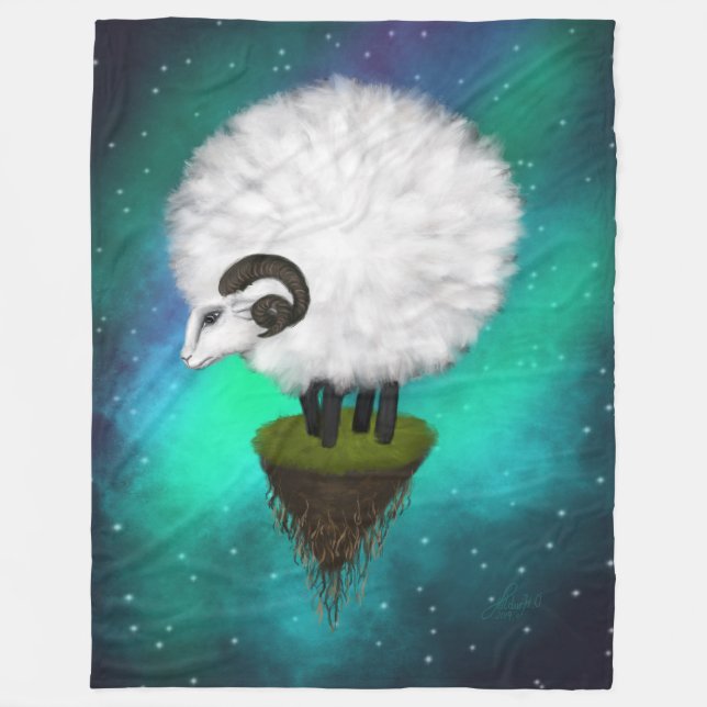 Celestial Ewe: Grazing Among the Stars Fleece Blanket (Front)