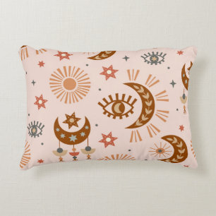 Celestial eye, moon, sun pattern. decorative cushion