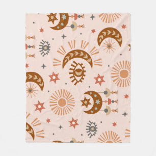 Celestial eye, moon, sun pattern. fleece blanket