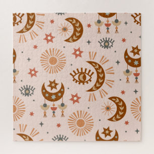 Celestial eye, moon, sun pattern. jigsaw puzzle