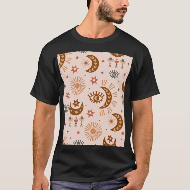 Celestial eye, moon, sun pattern. T-Shirt (Front)