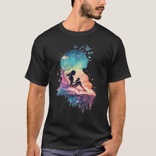 Celestial Fairy Reading Book Fantasy Novel Book T-Shirt (Front)