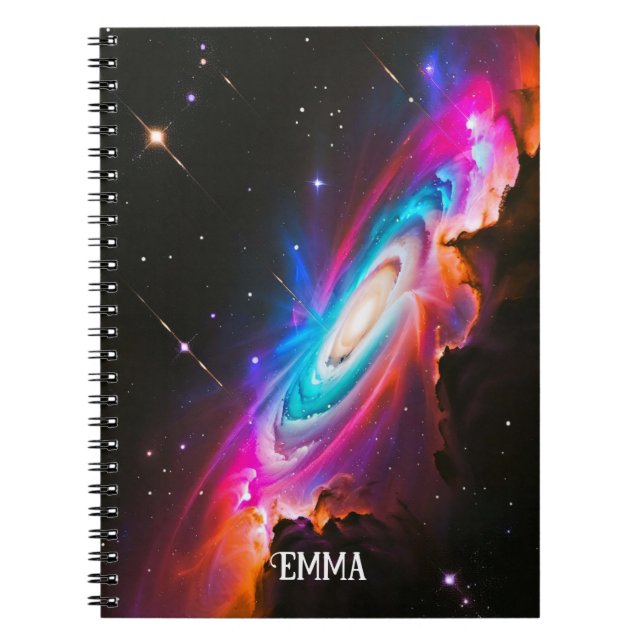 Celestial Fantasy Black Hole Custom Name Notebook (Front)