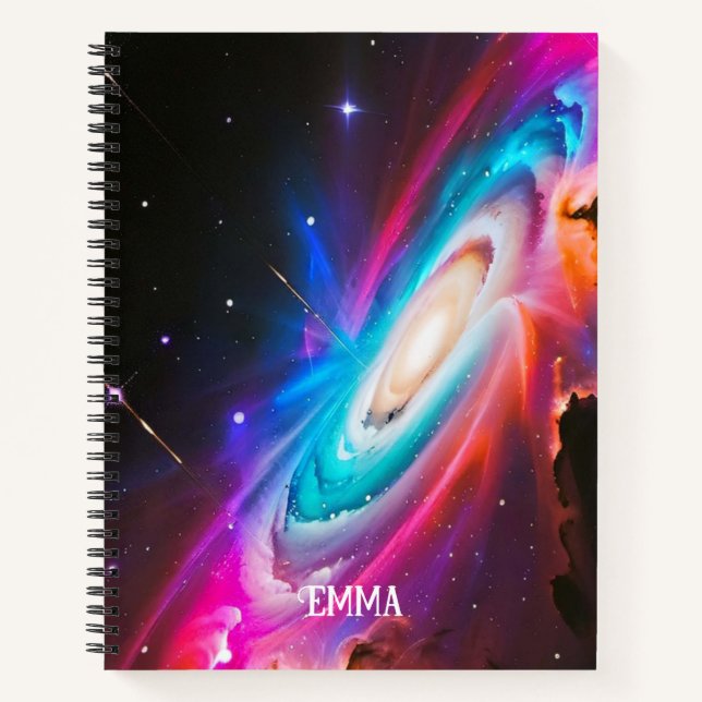 Celestial Fantasy Black Hole Custom Name Notebook (Front)
