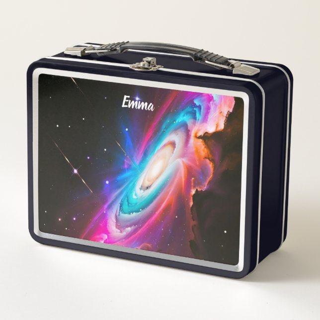 Celestial Fantasy Black Hole Custom Name Script Metal Lunch Box (Front)