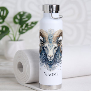 Celestial Fantasy Galaxy Ram Zodiac Symbol Aries Water Bottle