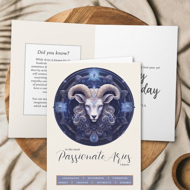 Celestial Fantasy Zodiac Ram Symbol Aries Birthday Card (Creator Uploaded)