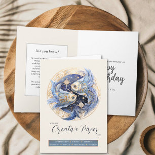 Celestial Fantasy Zodiac Symbol Pisces Birthday Card