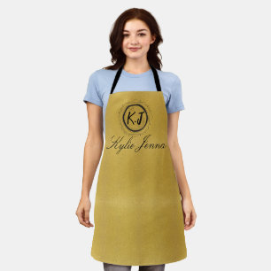Celestial Faux Gold Monogrammed Custom Name Apron