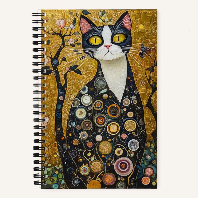 Celestial Feline in Gold Notebook (Front)