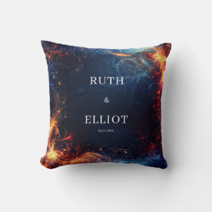 Celestial Fire Ice Abstract Swirl Galaxy Cushion