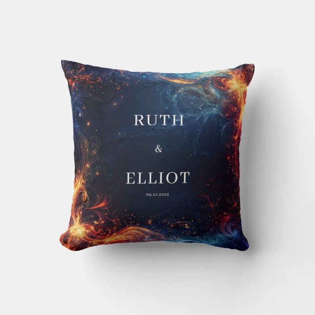 Celestial Fire Ice Abstract Swirl Galaxy Cushion (Front)