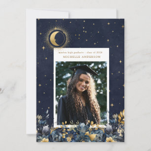 Celestial Floral Moon Graduation Announcement