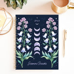 Celestial Floral Moon Phase Custom Name Planner<br><div class="desc">This enchanting design features a celestial moon phase motif framed by delicate watercolor florals in soft lavender and pink hues, set against a deep navy background. Personalised with a custom name and the year 2025, it blends cosmic charm with botanical elegance. Perfect for spiritual seekers, astrology lovers, or anyone who...</div>