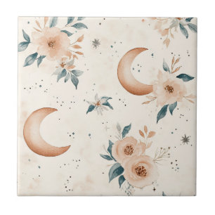 Celestial Floral Pattern (1) Ceramic Tile