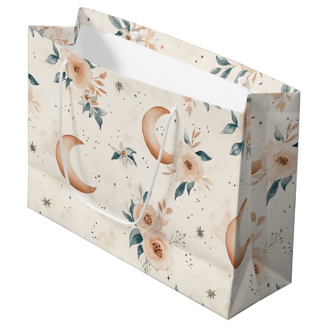 Celestial Floral Pattern (1) Large Gift Bag (Front Angled)