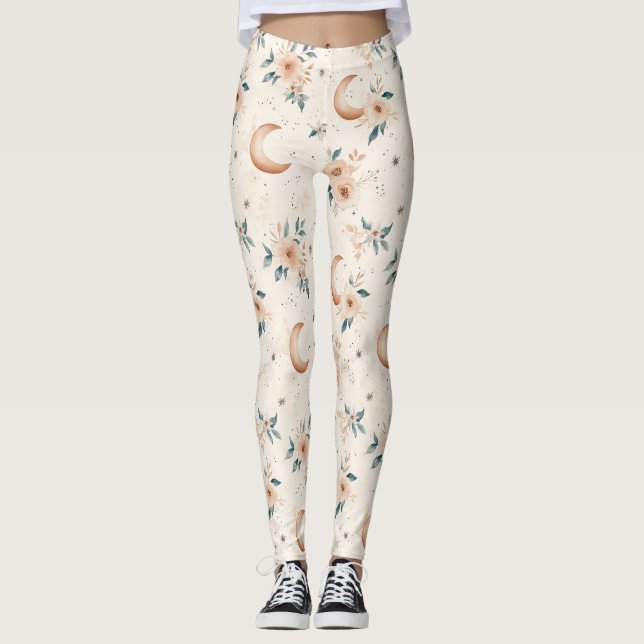Celestial Floral Pattern (1) Leggings (Front)