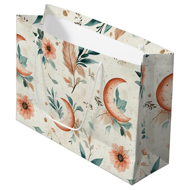 Celestial Floral Pattern (2) Large Gift Bag (Front Angled)